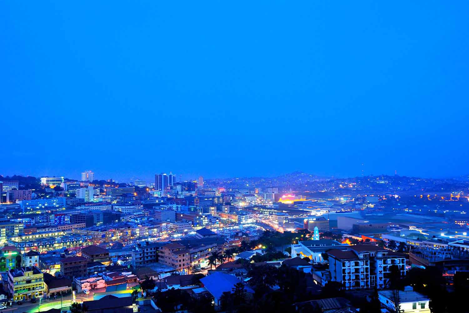 Kampala city skyline at night