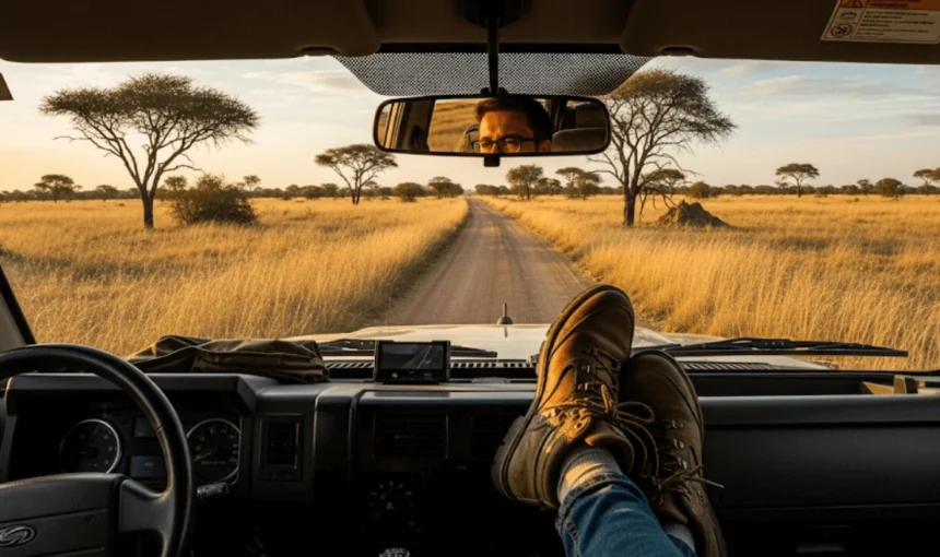 Private vehicle on a safari road